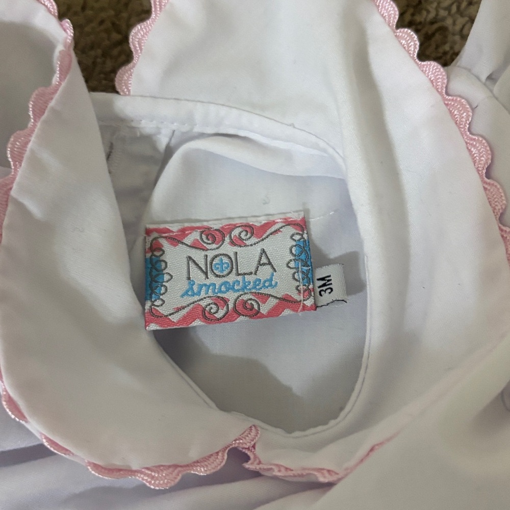 Nola White Baby Dress with Pink Trim - Picture 4 of 5